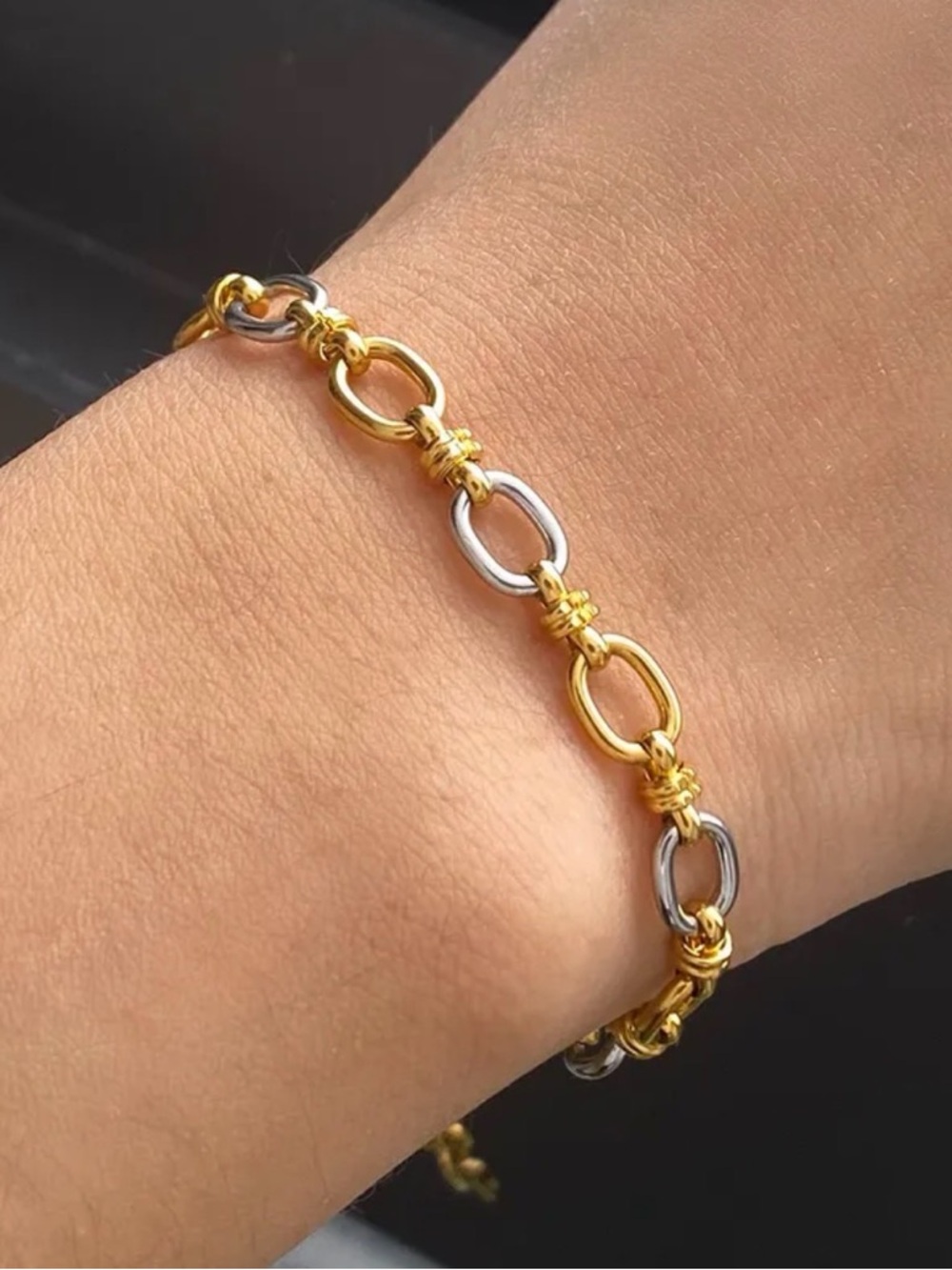 Multi-Tone Chain Link Bracelet NWT 18KT Gold Plated PVD Coated